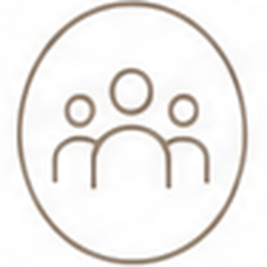 Simple icon of three people inside a circle.
