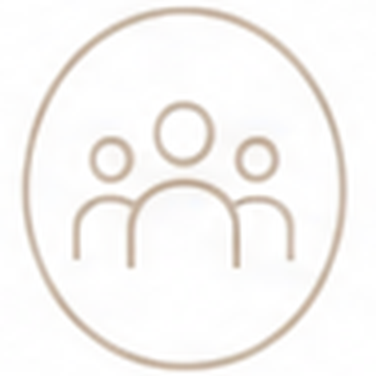 Icon of three people inside an oval outline