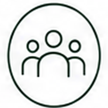 Icon of three people inside a circle representing a group or team.