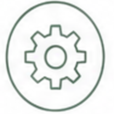 Icon of a gear inside a circle.