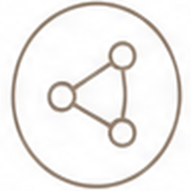 Icon of a share symbol with three connected circles inside an oval.