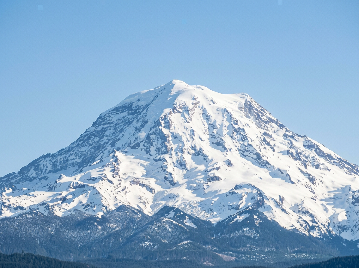 Snow-capped mountain under a clear blue sky.