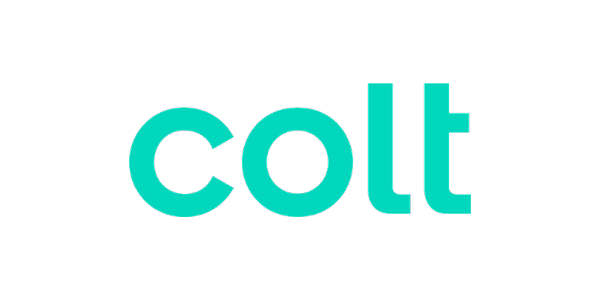The word 'colt' written in lowercase teal letters on a black background.