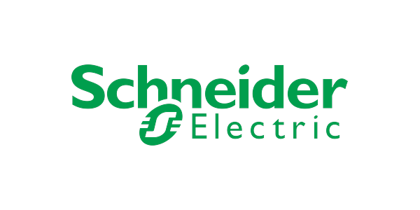 Schneider Electric logo in green on a black background.
