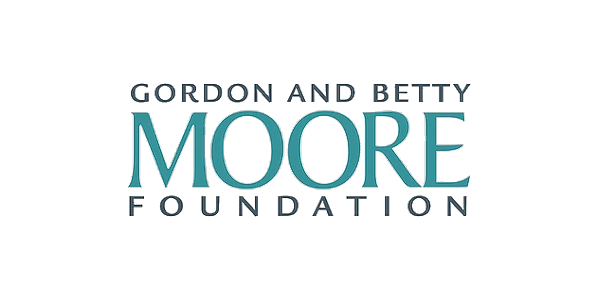 Logo for the Gordon and Betty Moore Foundation with text in blue and white.