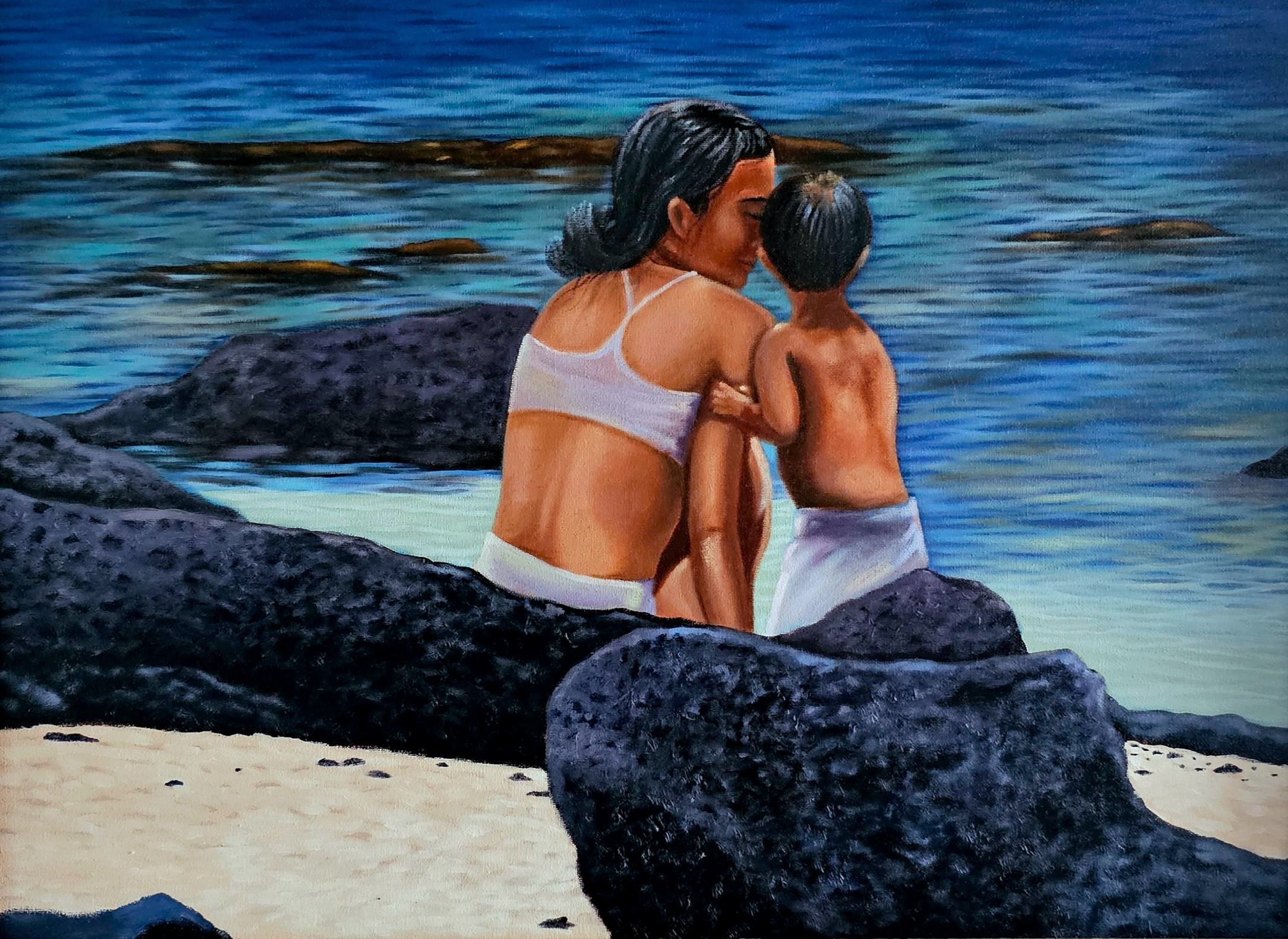 Kona Beachside Bond - Mother and Child Painting