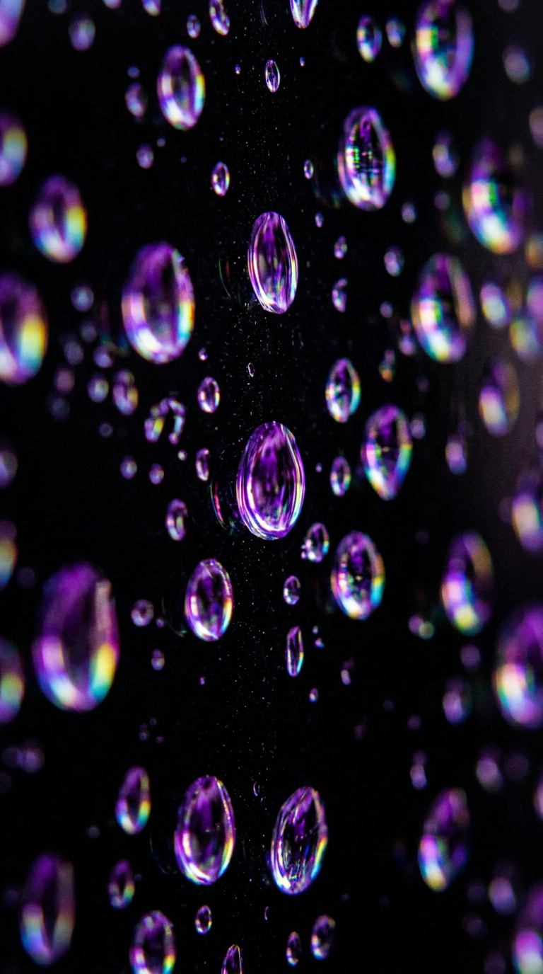Close-up of iridescent soap bubbles against a black background, showing reflections and rainbow colors.