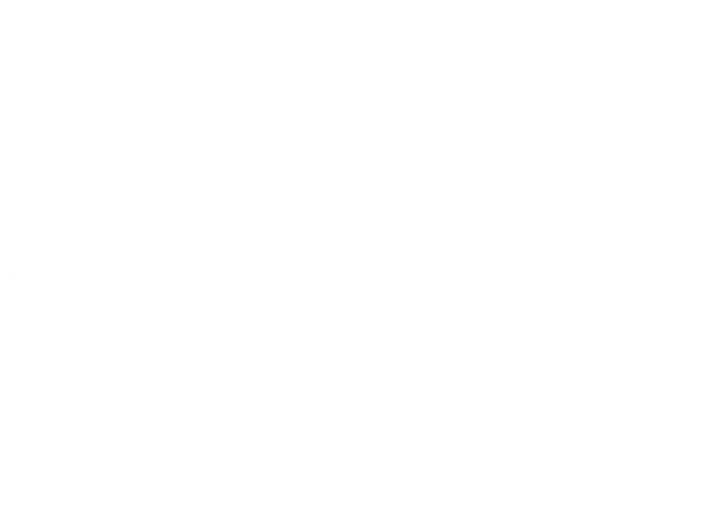 Black background with white text saying 'RAMADA' and a circular logo with wavy lines inside.