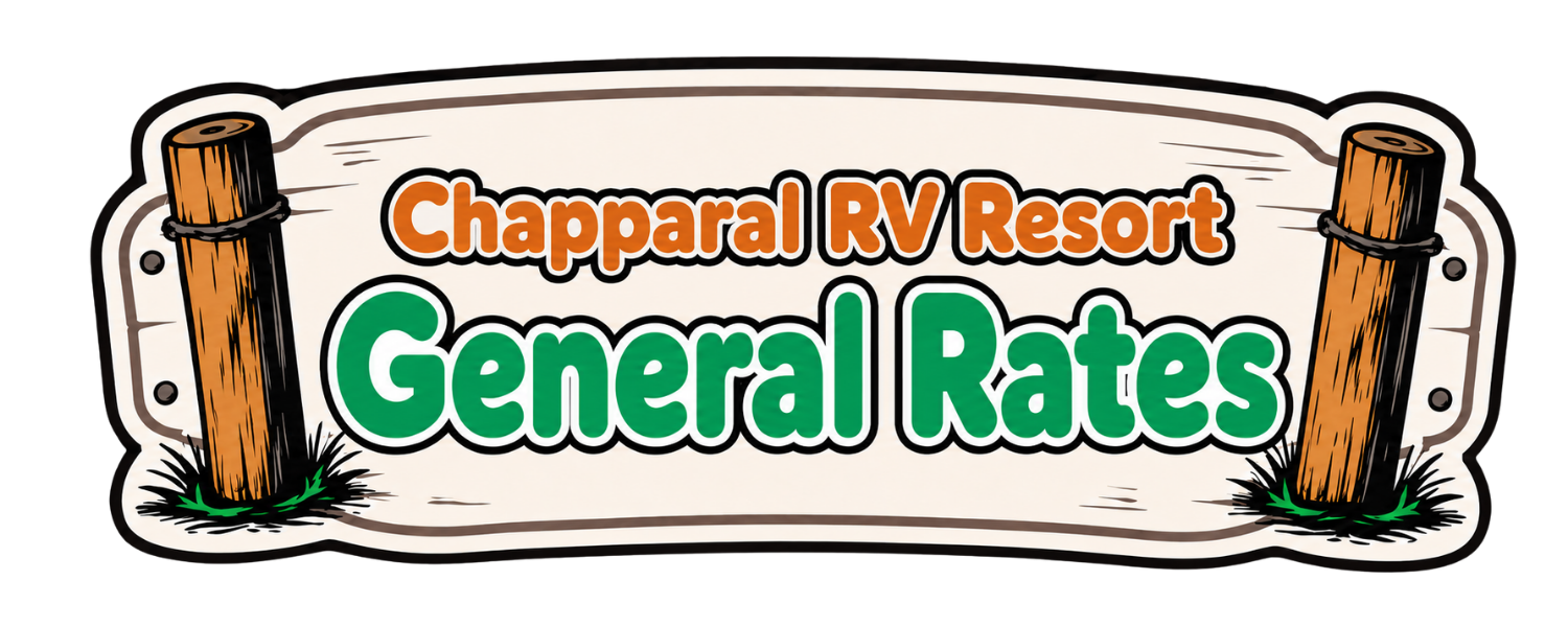 Sign for Chapparal RV Resort showing rates