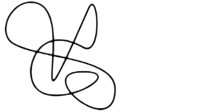 A black wire sculpture shaped into an abstract design