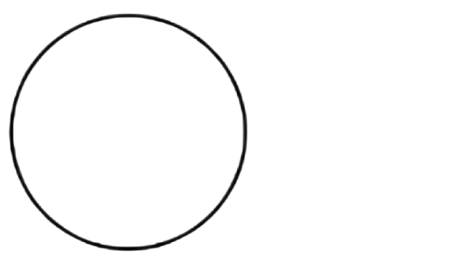 A simple black and white drawing of a large circle with a smaller circle connected by a line, resembling a diagram or schematic.