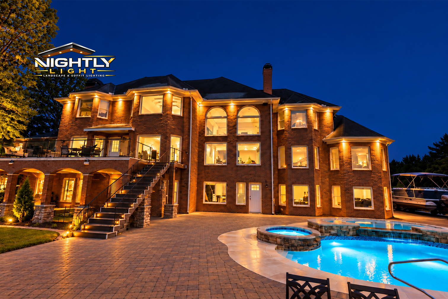 Twilight Brick Mansion with Glowing Pool.png