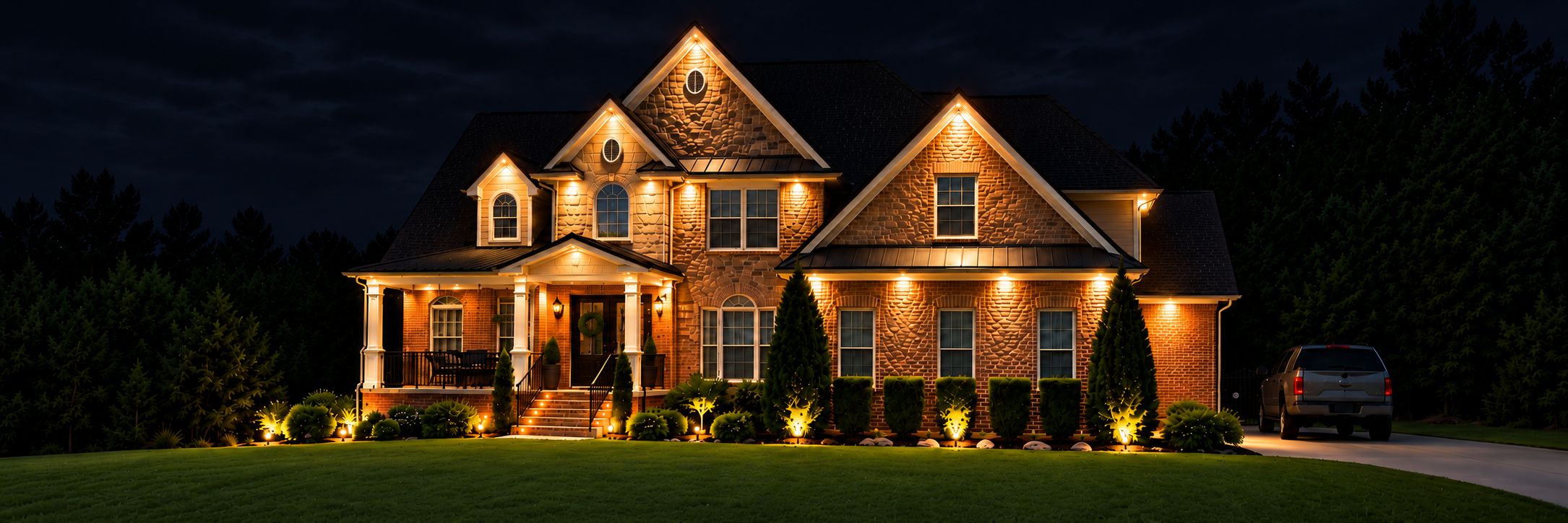 House with outdoor lighting