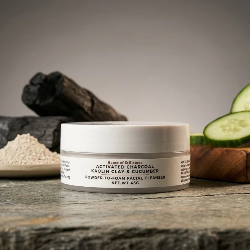 Activated Charcoal & Cucumber Powder-to-Foam Facial Cleanser — Detoxifying & Soothing Face Wash