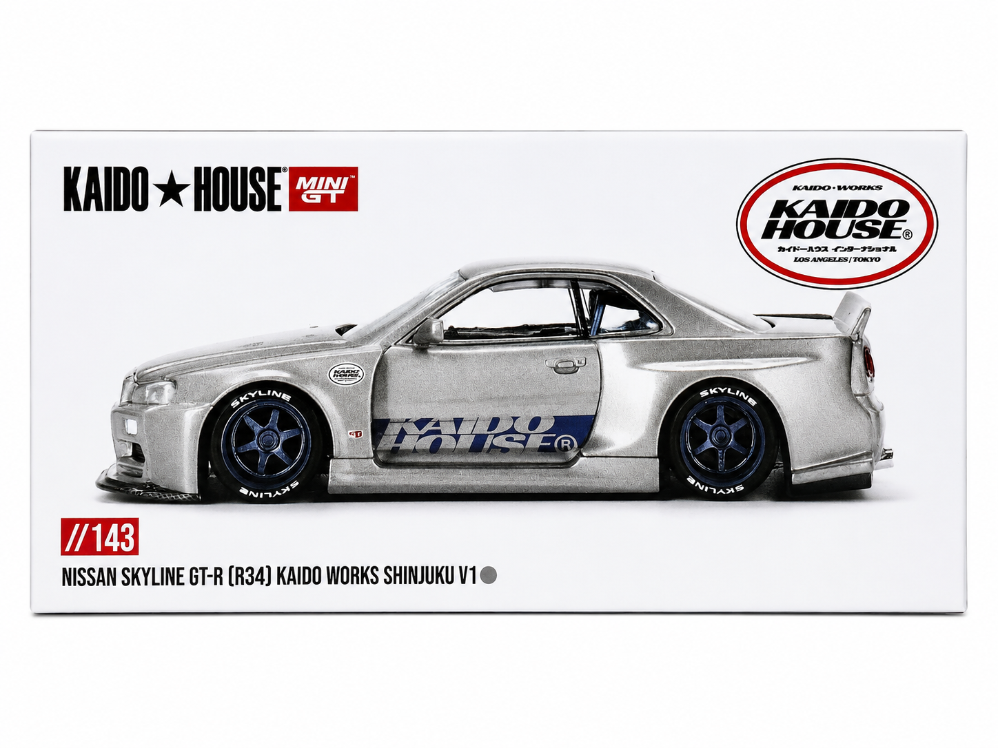 Kaido House x MINI GT Nissan Skyline GT-R R34 Kaido Works Shinjuku V1 1:64 KHMG143