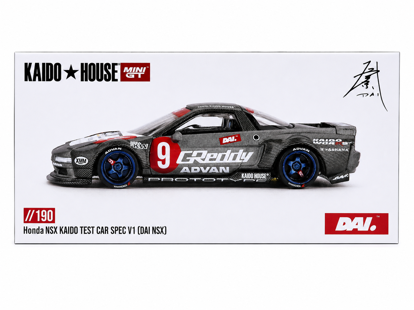 Kaido House x MINI GT Honda NSX Kaido Test Car Spec V1 DAI NSX 1:64 KHMG190