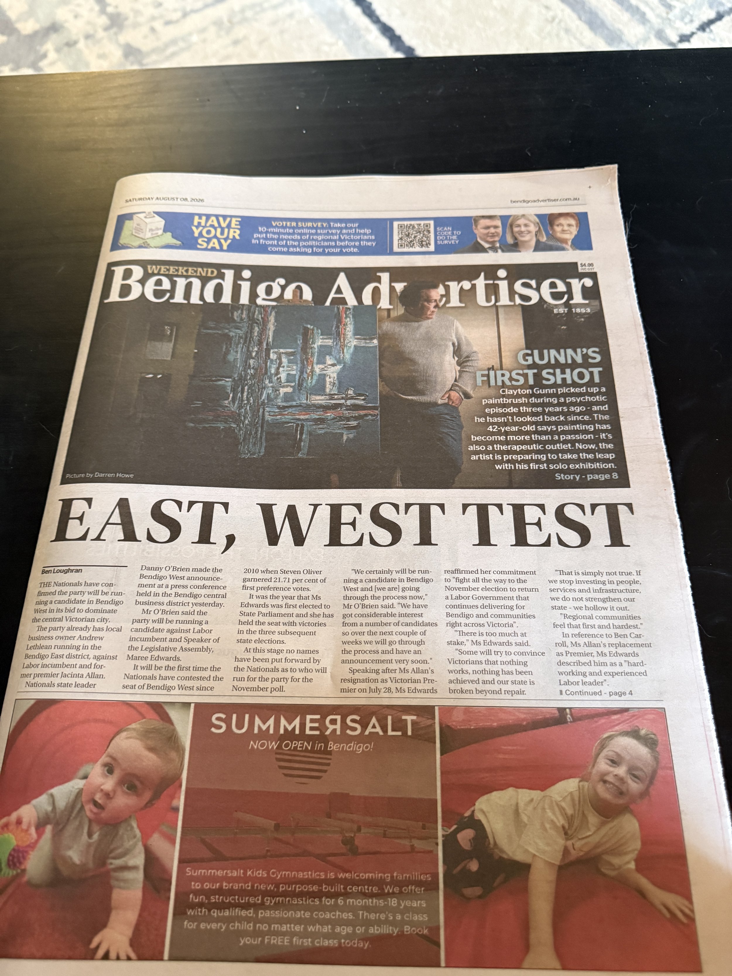 Bendigo Advertiser Front Page