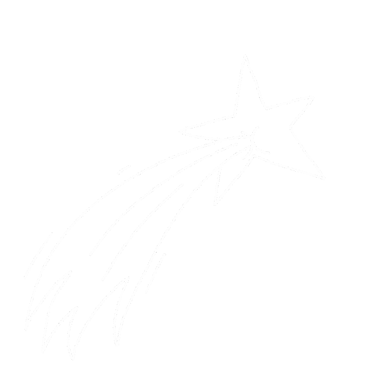 A shooting star with a trail of stardust coming out of a comical butt making it a "sharting star"