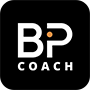 Black background with white text that says "BP Coach".