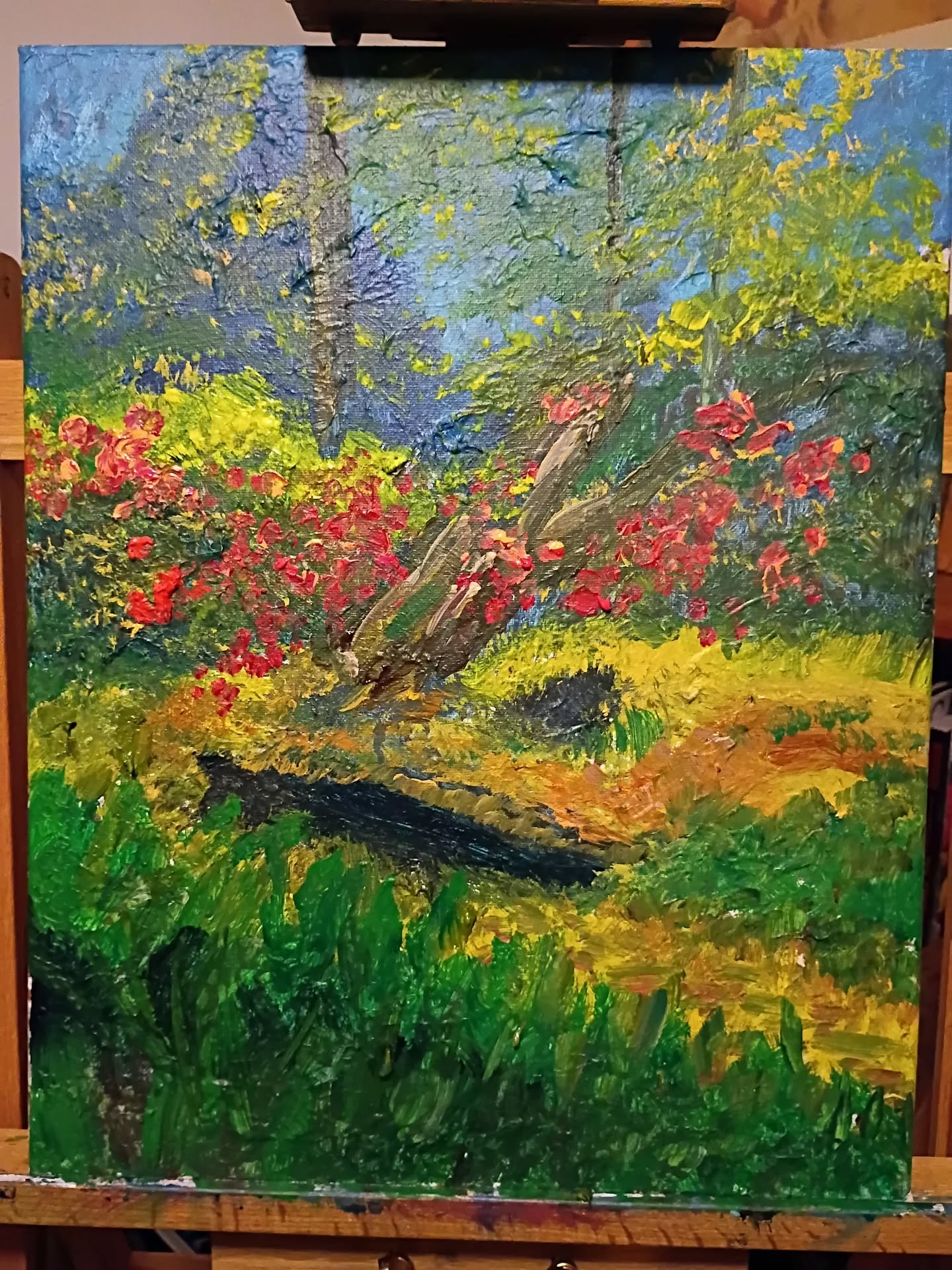 Work in progress. Started a new stump painting, real 2010's vibe. Found this on the Charleston Greenway.

Check out my YouTube page to watch a quick video of me working on it.