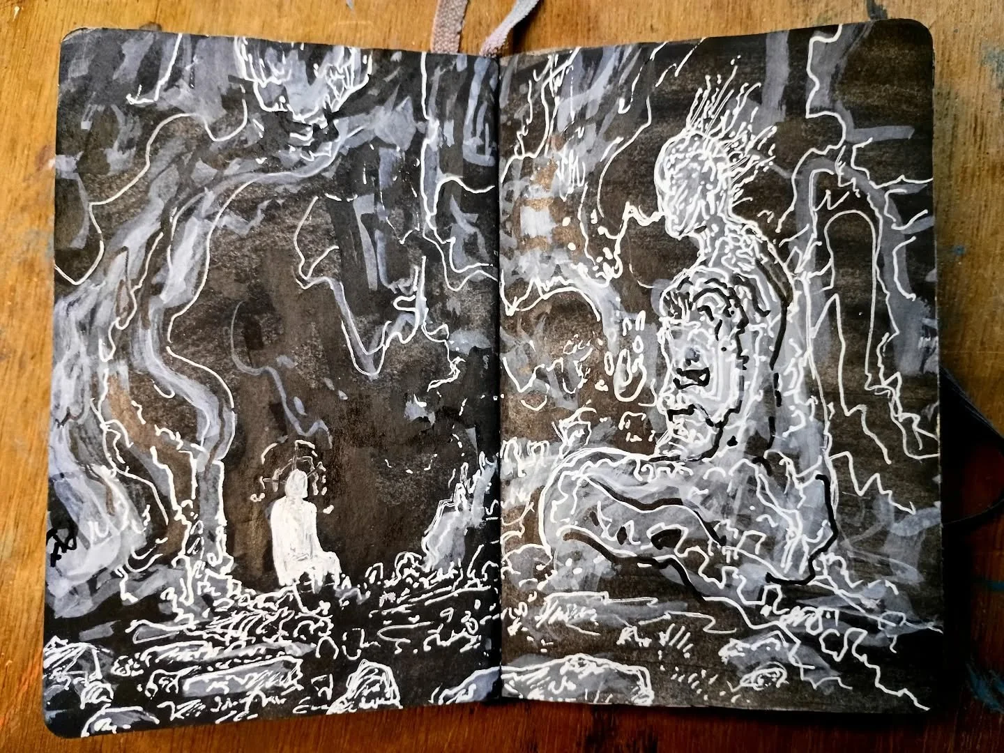 New page from my sketchbook turned art book, titled "Open". Using markers and gel pens here to play around with some abstract doodling.

There is a short process video on the YouTube channel linked at the top of this here Instagram profile.