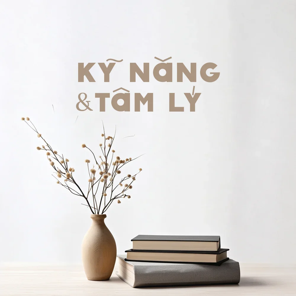 Banner tủ sách tâm lý và kỹ năng của tiệm sách Saigon, gồm sách kỹ năng mềm, sách kỹ năng giao tiếp, sách tư duy, sách tâm lý học ứng dụng