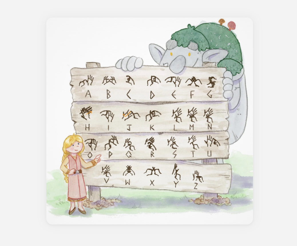 Astrid of Skaldvik - Auslan alphabet board sticker x1