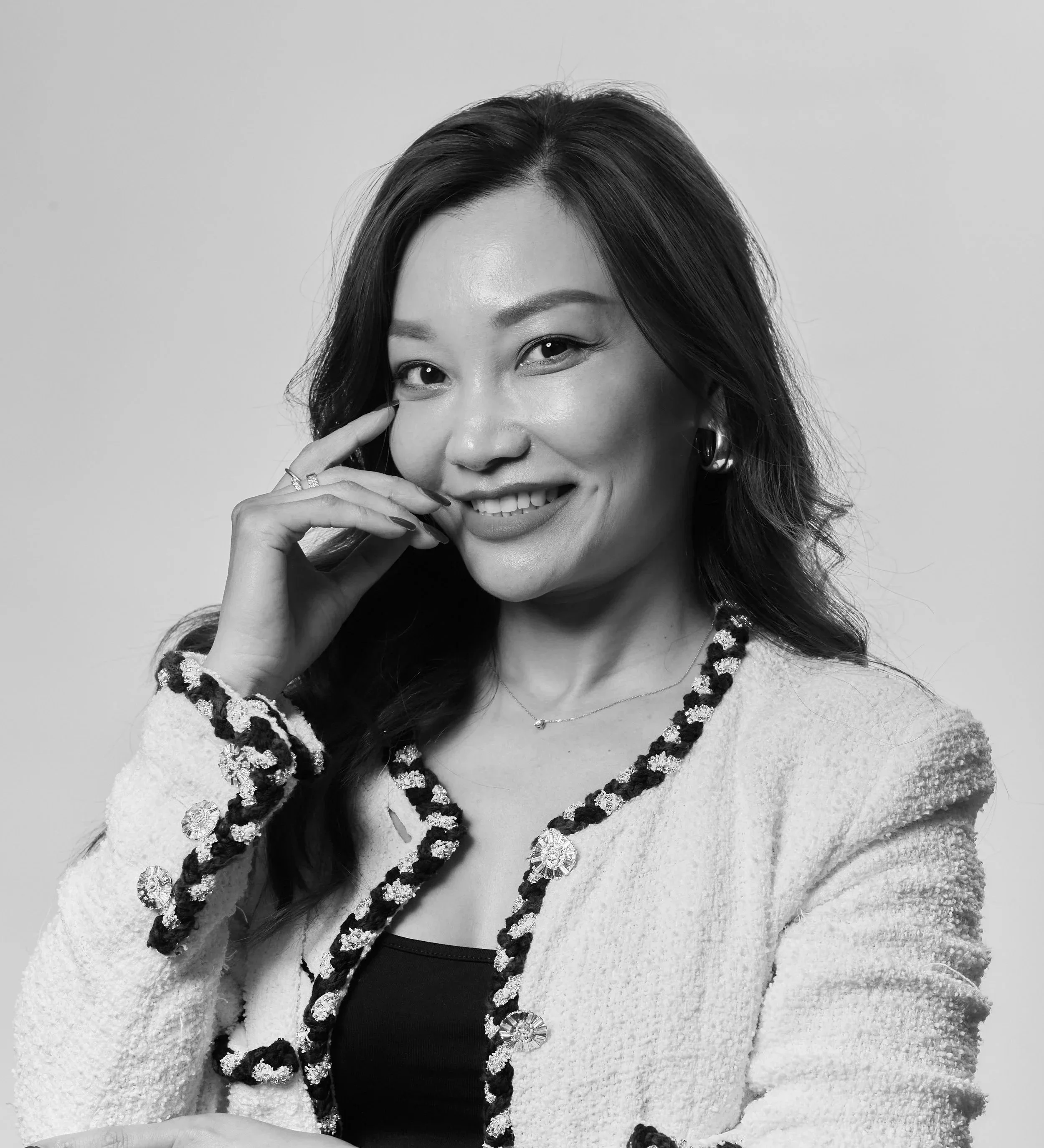 Black and white portrait of Dorothy Liu, founder of Bright Ground.