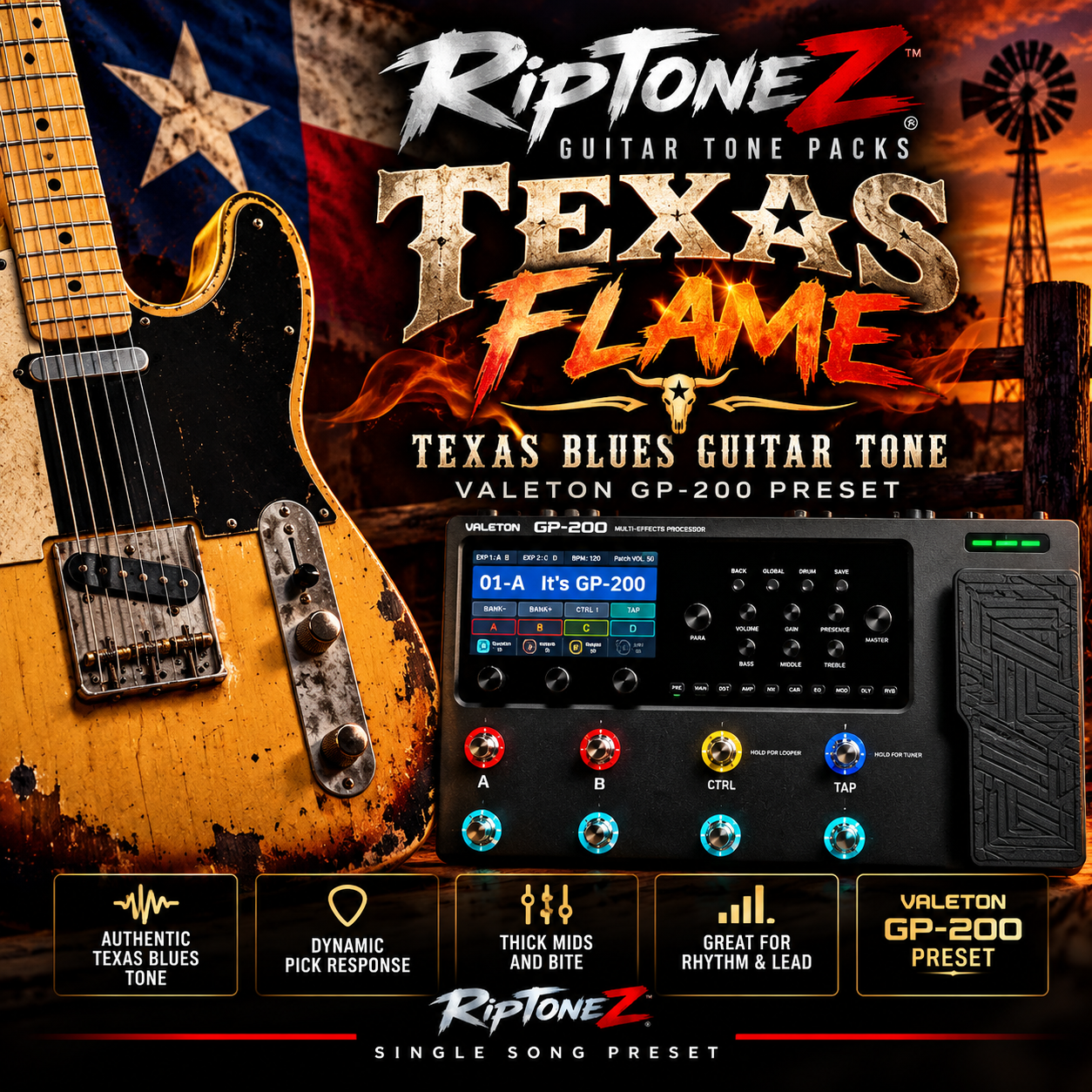 TEXAS FLAME – Texas Blues Guitar Tone | Valeton GP-200