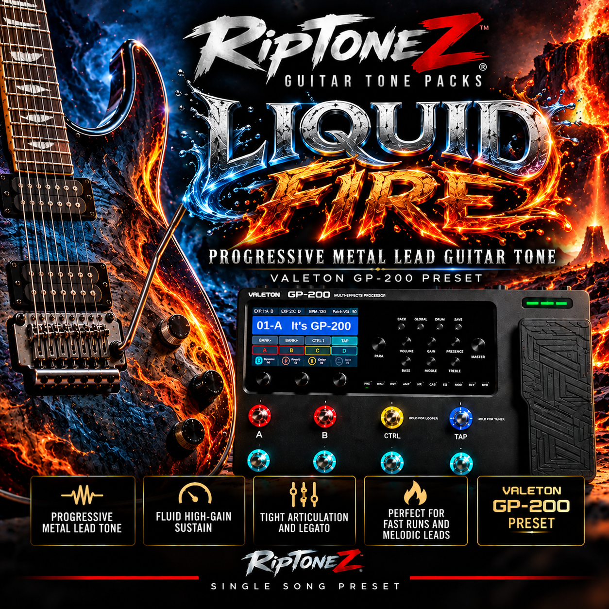 LIQUID FIRE – Progressive Metal Lead Tone | Valeton GP-200