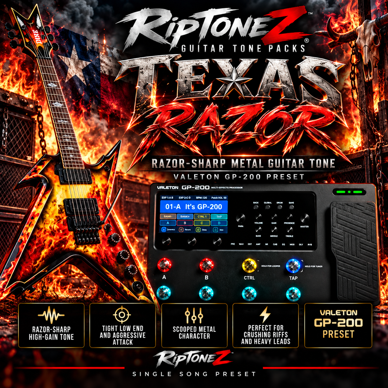 TEXAS RAZOR – Razor-Sharp Metal Guitar Tone | Valeton GP-200