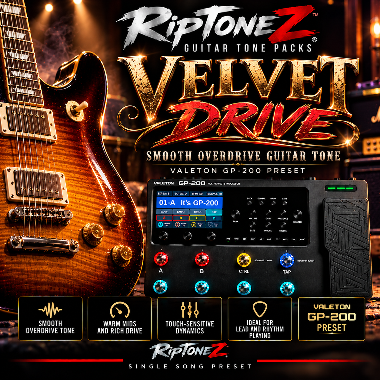 VELVET DRIVE – Smooth Overdrive Guitar Tone | Valeton GP-200