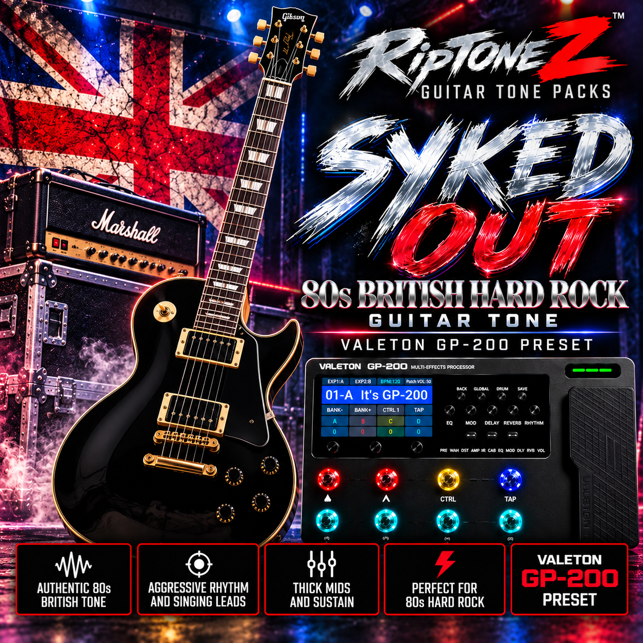 SYKED OUT – 80s British Hard Rock Guitar Tone | Valeton GP-200