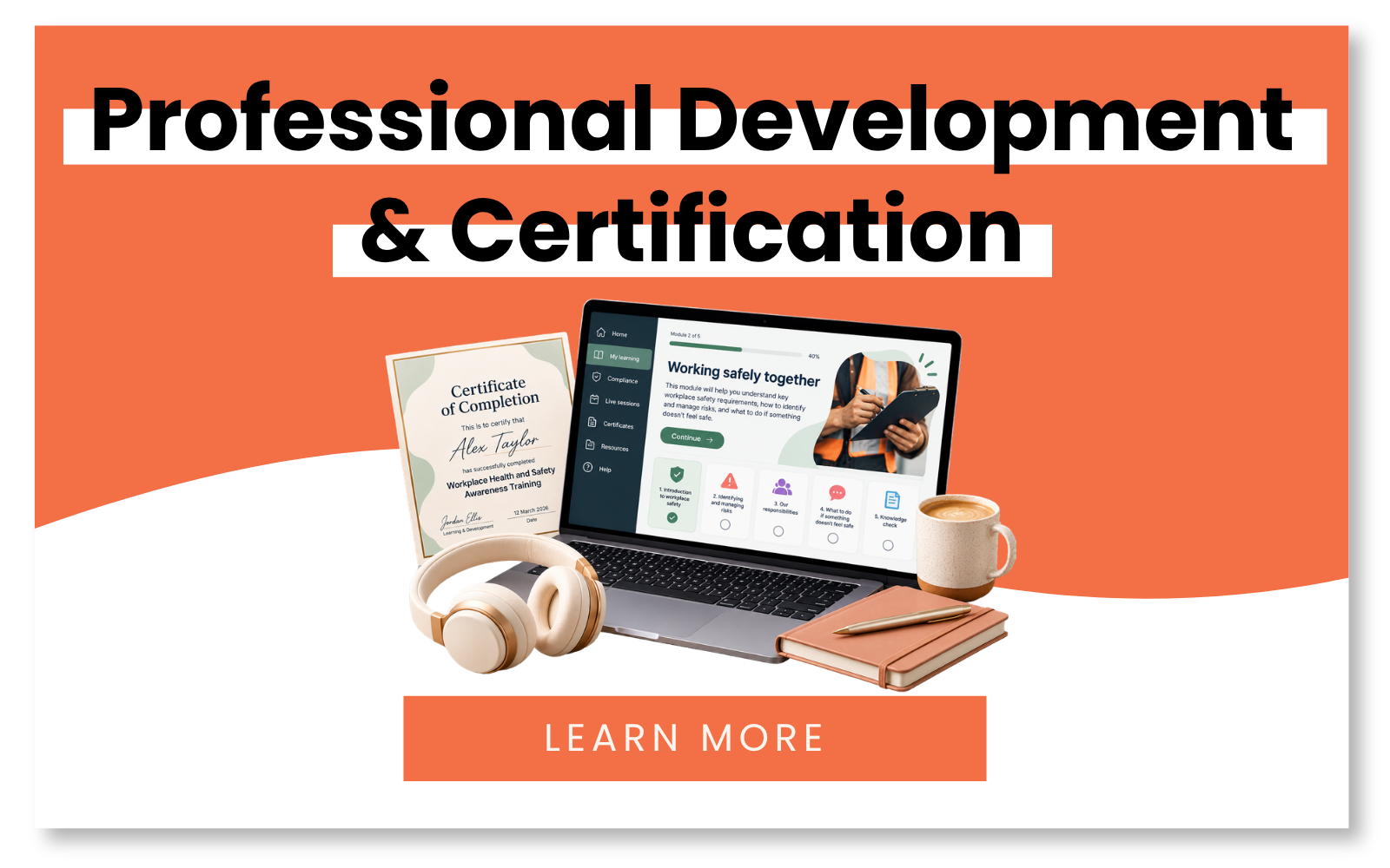 Illustration of professional learning, certification and digital training