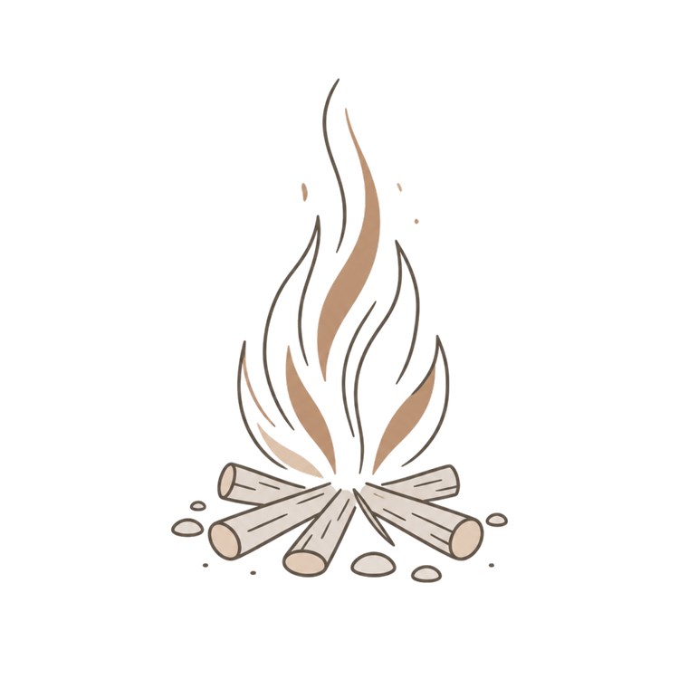 Hand-drawn campfire illustration