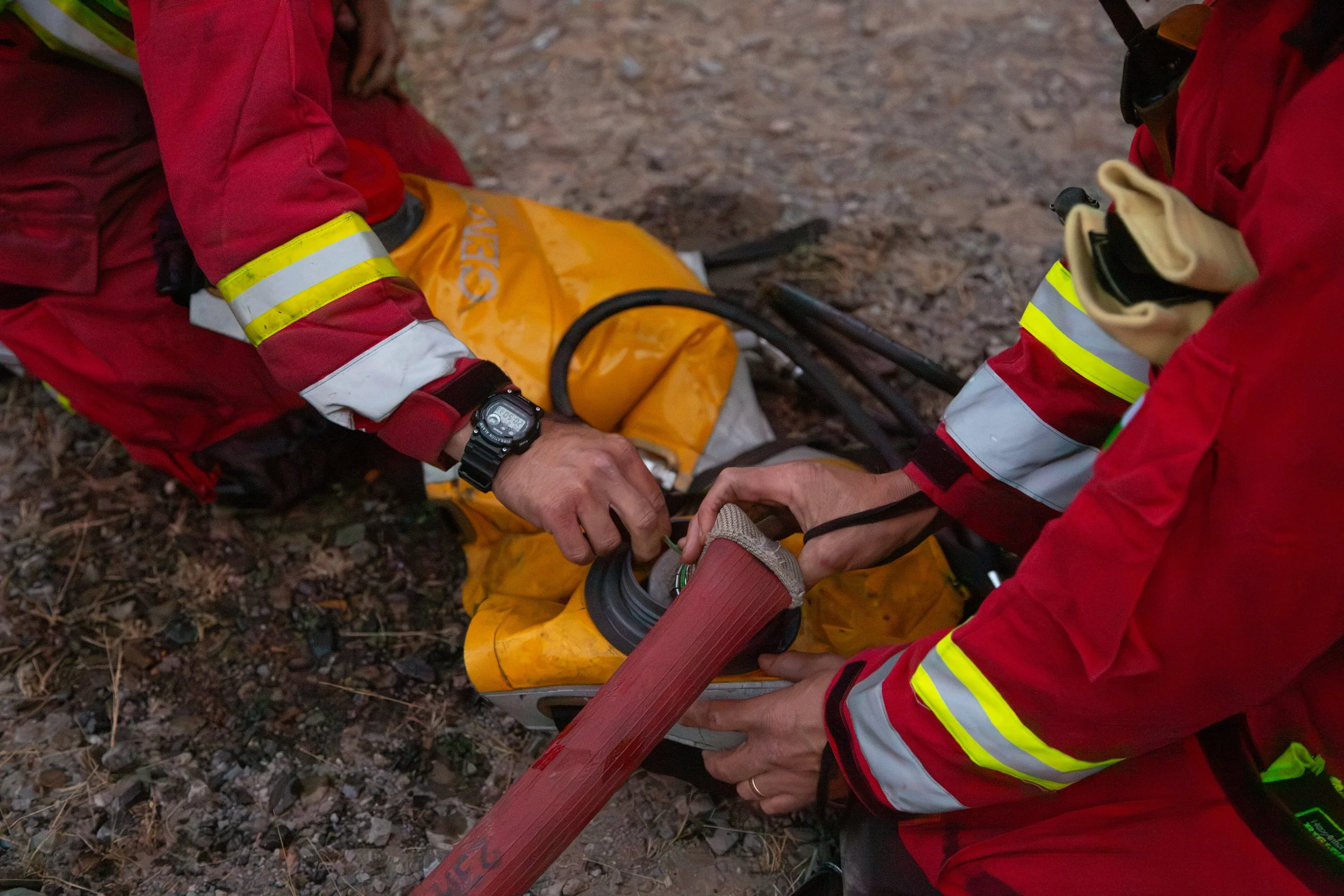 SW Firefighters filling their fire pump water system before tackling a hot spot / Wattsville, Newport 17th Aug 2026