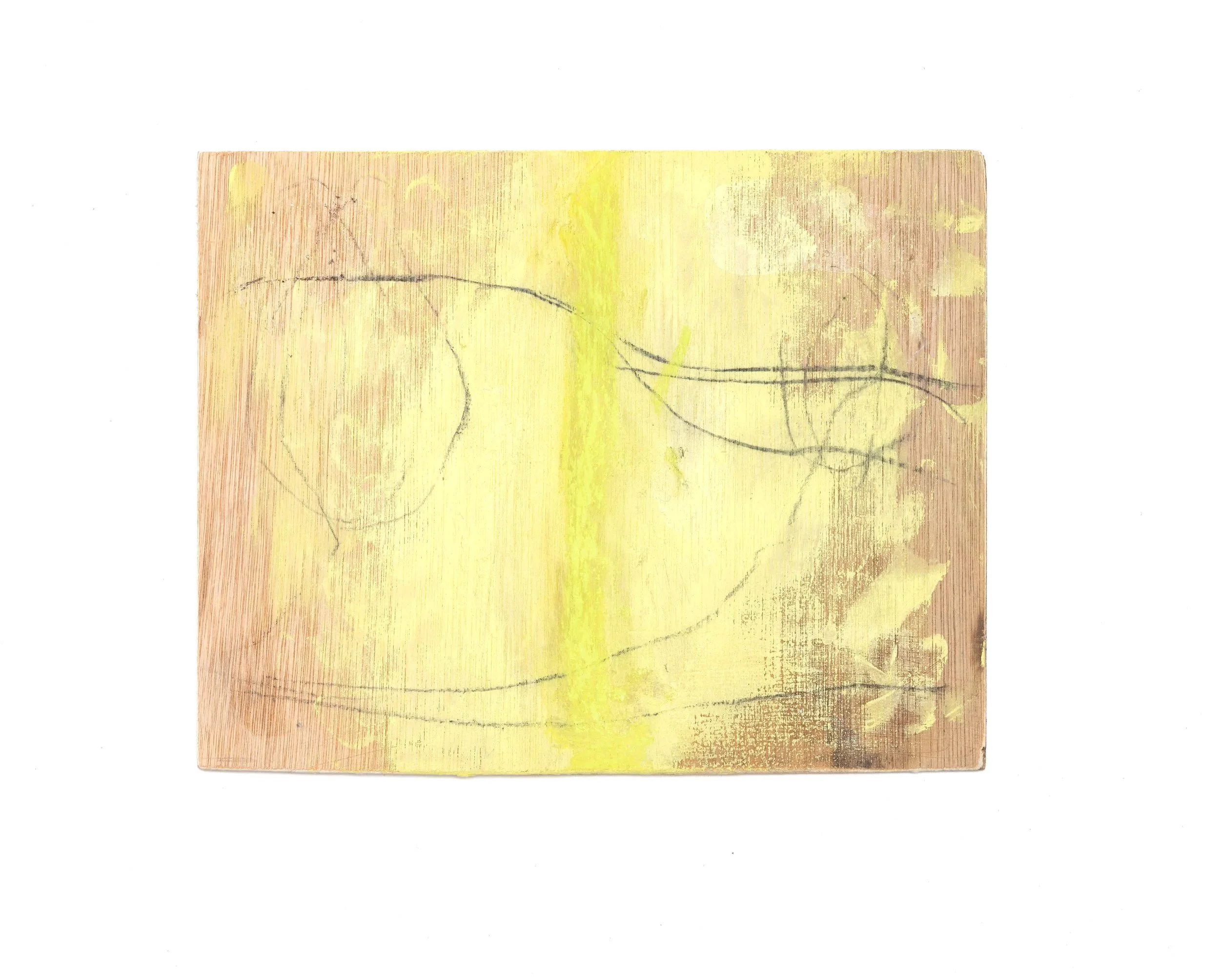 YELLOW LANDSCAPE, 2026, Acrylic, charcoal and pastel on plywood, 17cm x 22cm