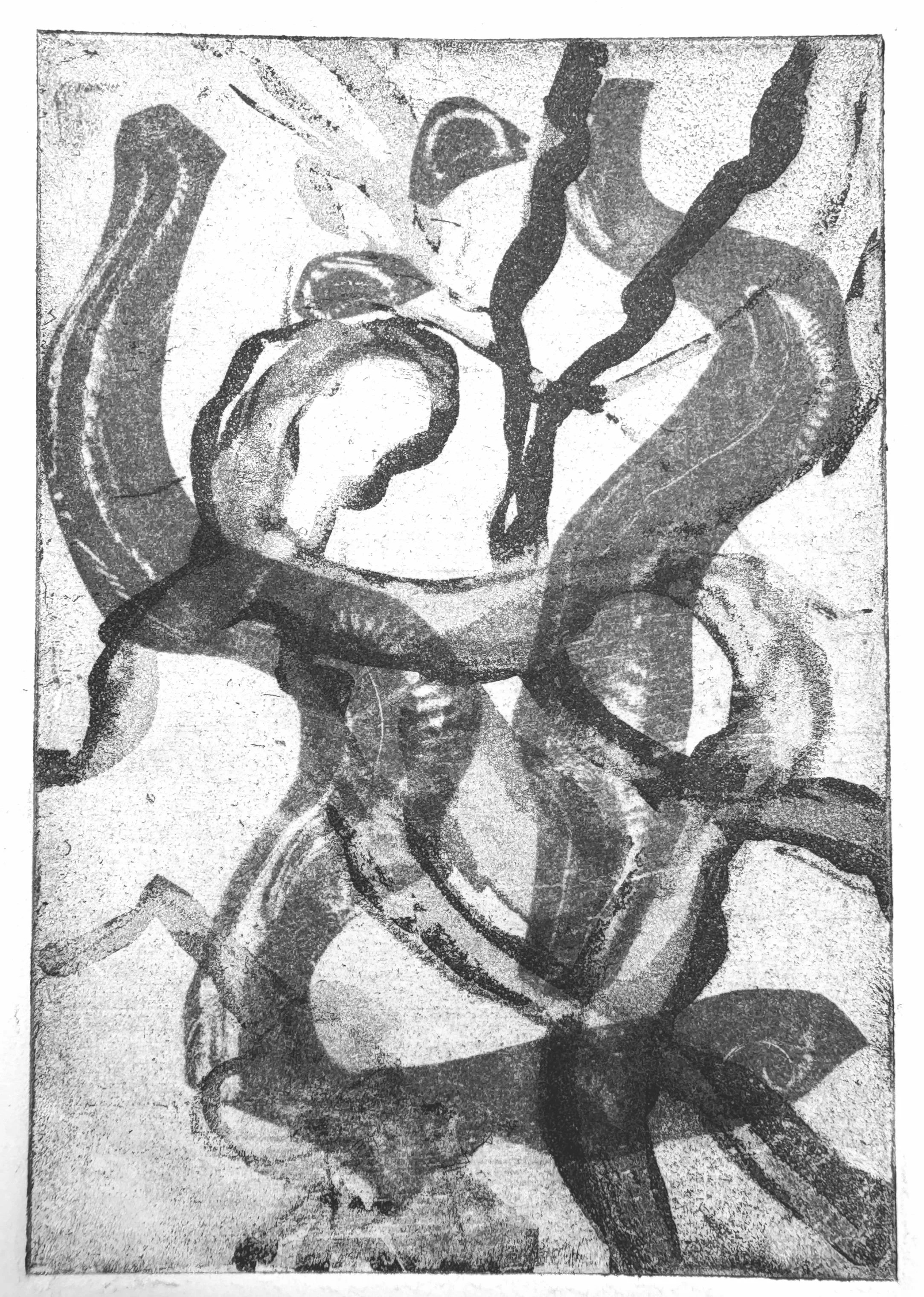 COALESCE, 2026, Etching on paper, 12cm x 8cm