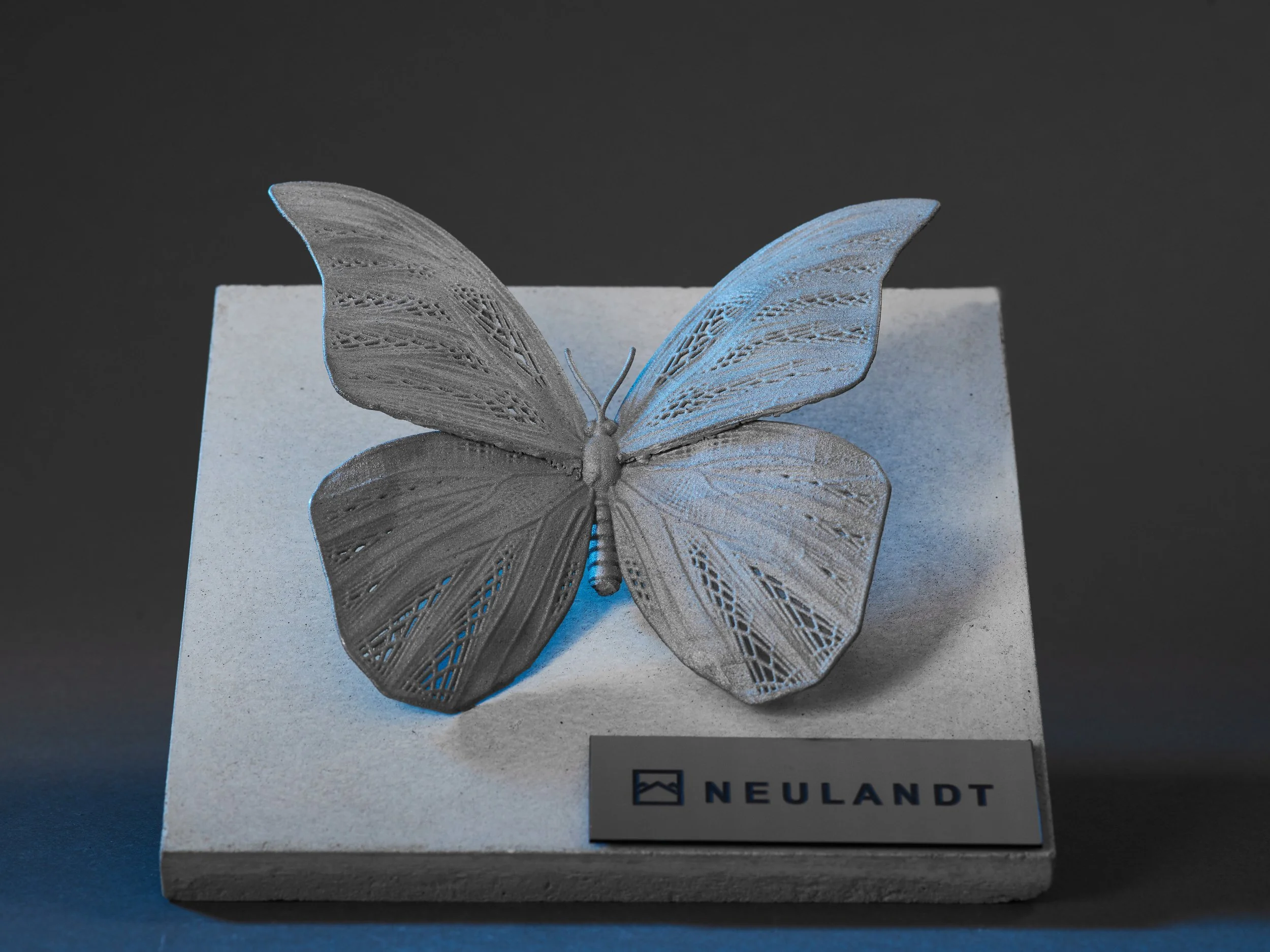 Additiv gefertigter Schmetterling aus Aluminium im SLM-Verfahren