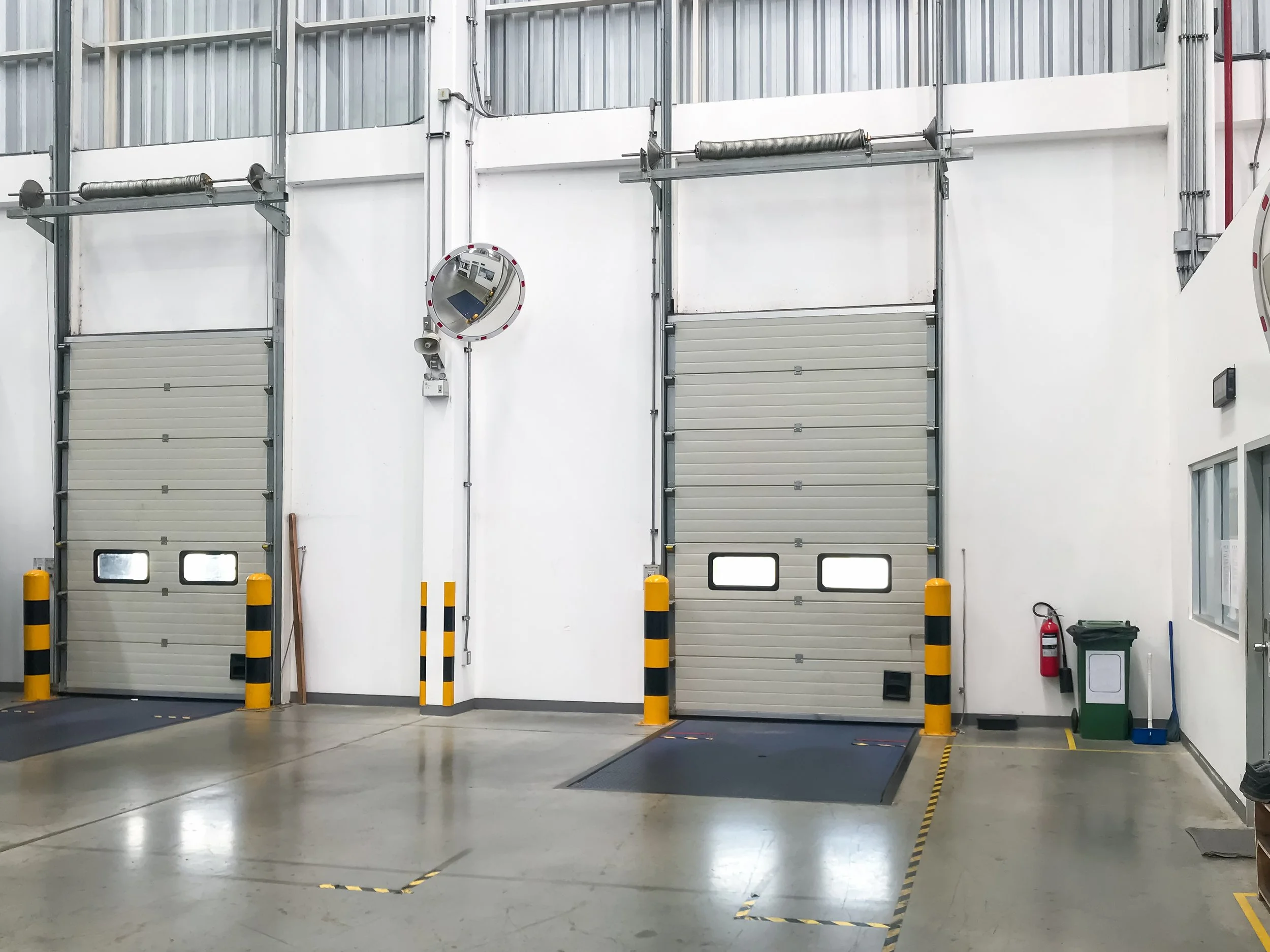 industrial sectional overhead door in a warehouse 