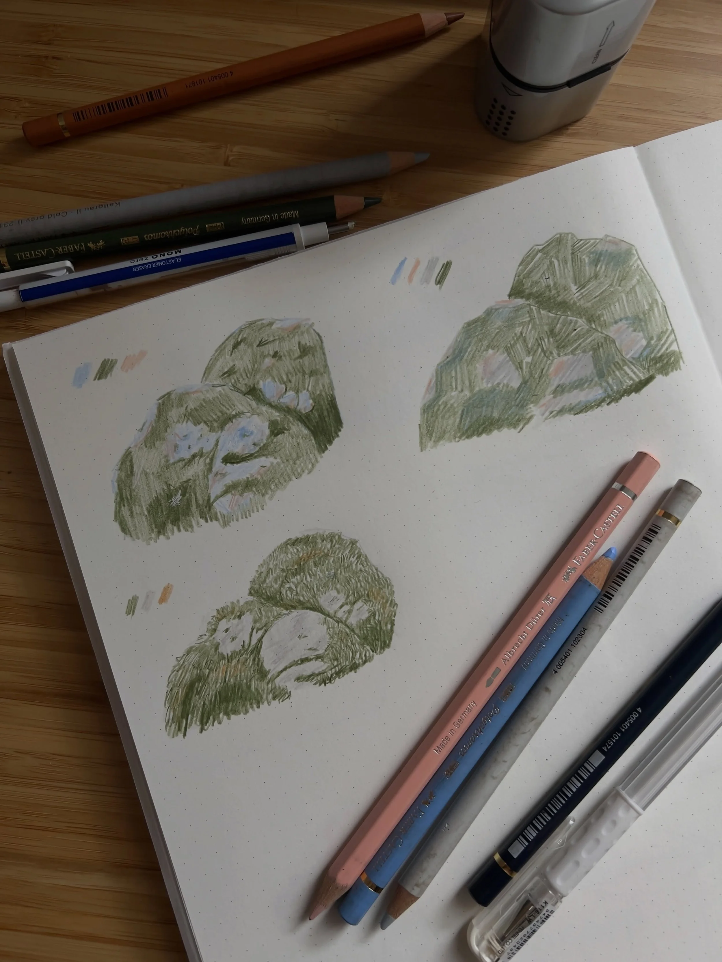 A few sketches from the week ✏️

I have been ill for the majority of the week so I didn&rsquo;t manage to do much, but I am excited to share these few!

1-2-3-4. Tried to use different techniques and colour palettes to draw these beautiful rocks cove