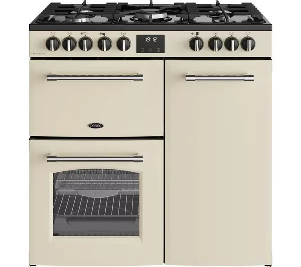 BELLING Farmhouse 90DF Dual Fuel Range Cooker - Black & Chrome