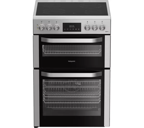 HOTPOINT HDE6VDCX 60 cm Electric Ceramic Double Cooker – Stainless Steel