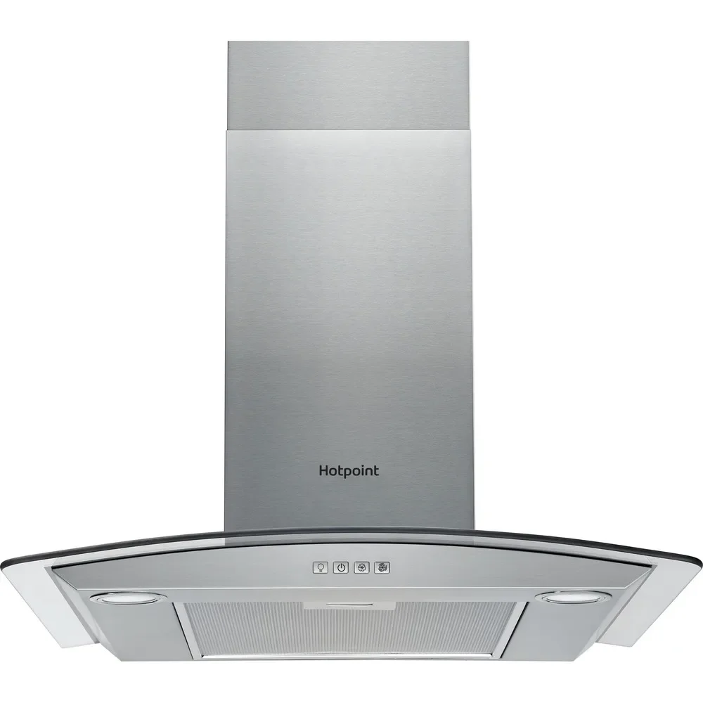 Hotpoint PHGC6.4 FLMX 60cm Curved Glass Chimney Cooker Hood – Stainless Steel