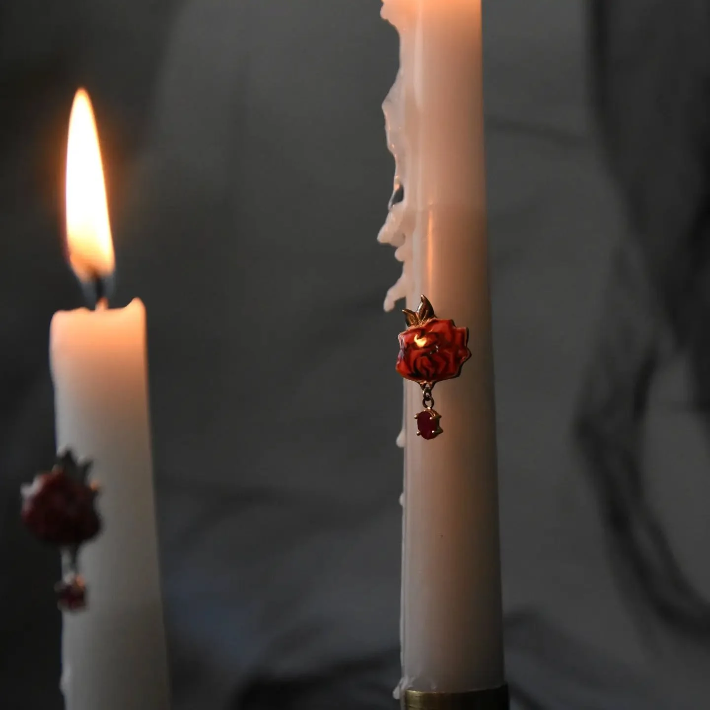 An offering in red. 🌹🔥
 .
Silver , gold and ruby 
.
Available on Etsy 🤍.