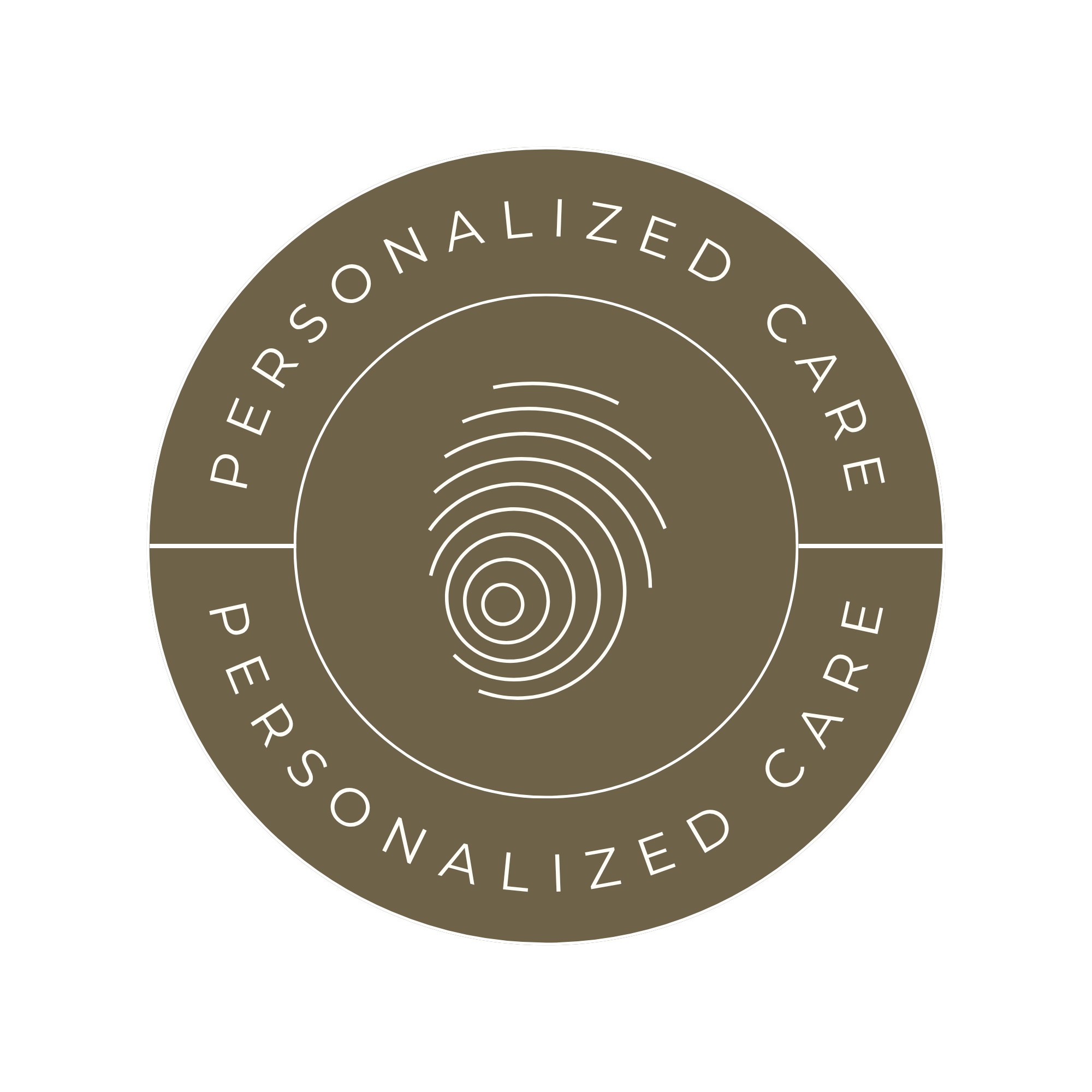A circular logo with concentric rings and the words "PERSONALIZED, CUSTOM, APPROVED, NALIZED" arranged around the outer edge.