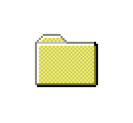 Pixelated yellow folder icon on a black background.
