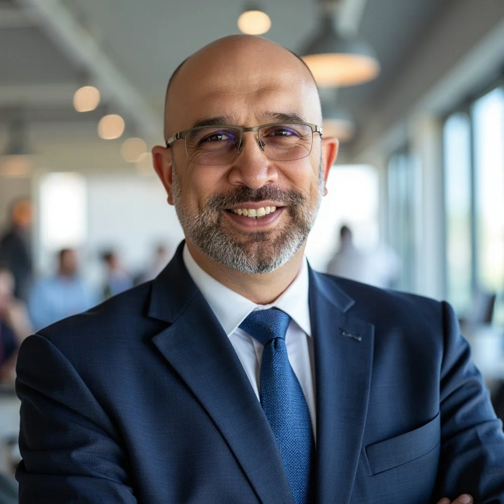 Michael Pozun, author and leadership speaker, in a professional office setting.