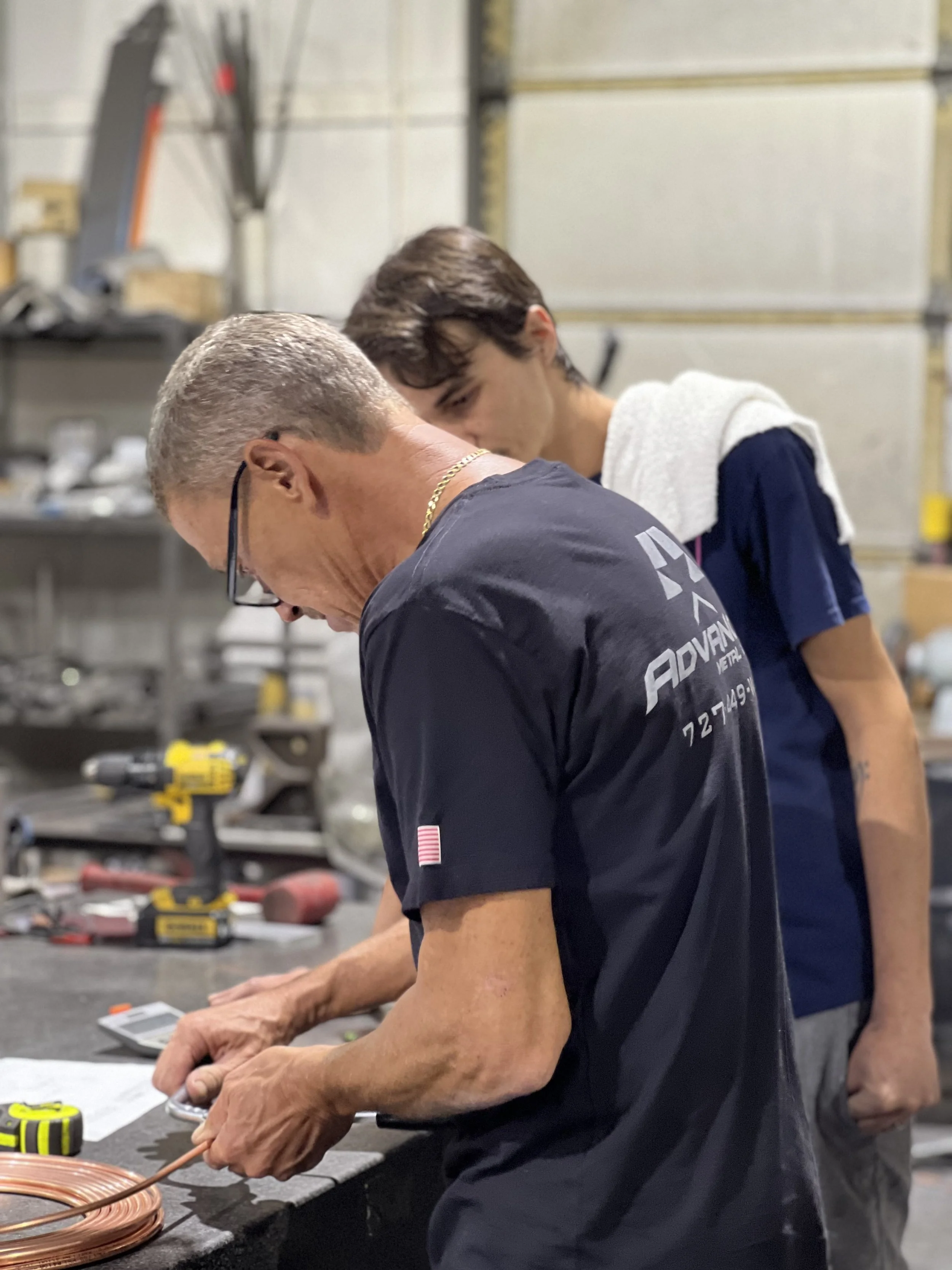 Patrick Bogart, founder of Advanced Metal Works, working on precision metal fabrication services for desalination piping, RO systems, high-pressure piping, CNC machining, exotic alloy fabrication, Super Duplex 2507, AL-6XN, 254 SMO, Zeron 100, Incone