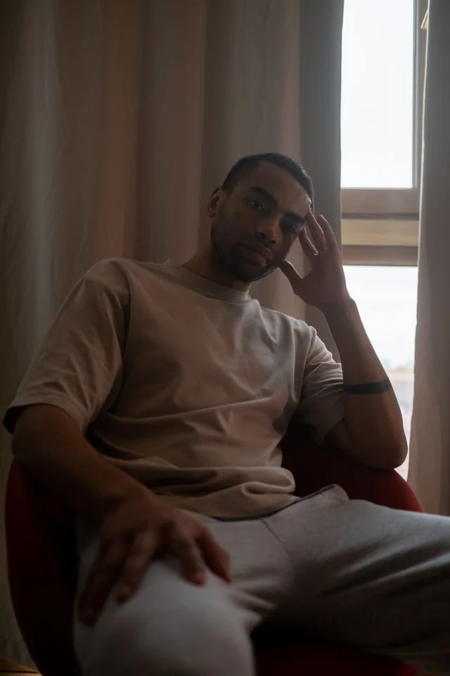 A man sitting alone and thinking